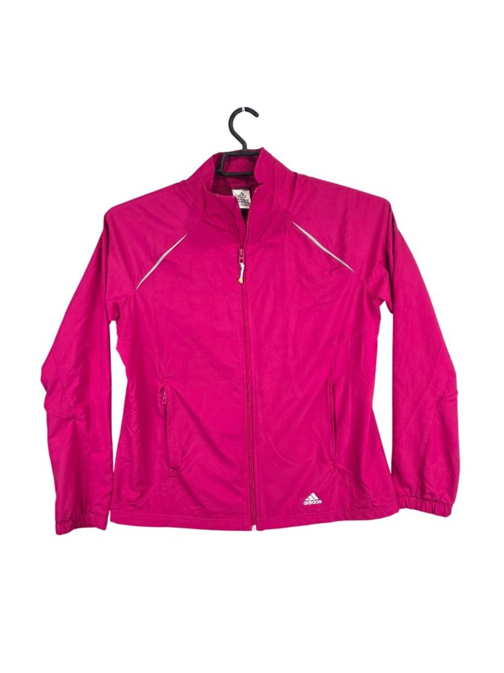 Womens Adidas Pink Full Zip Lightweight Jacket Reflective Accents Polyester L